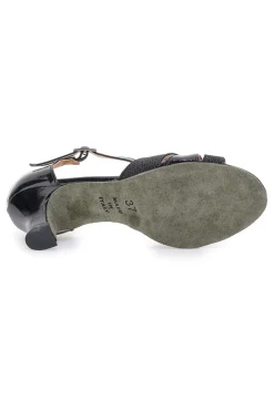Sandali da ballo neri con cinturino a T e suola in vera pelle 6559-THE FIRST DANCE Clearance