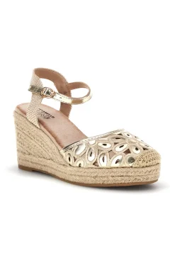 Sandali espadrillas Dorati con zeppa in corda Bl5-PITTARELLO SUN New
