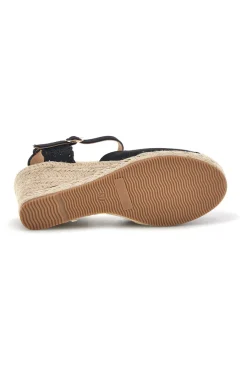 Sandali espadrillas Neri con zeppa in corda Bl6-PITTARELLO SUN Discount