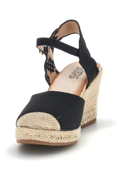 Sandali espadrillas Neri con zeppa in corda Bl6-PITTARELLO SUN Discount