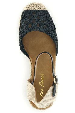 Sandali Espadrillas neri con zeppa e cinturino P714-FUN BEACH New