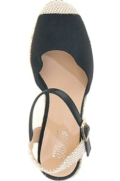 Sandali Espadrillas Neri Con Zeppa e Fibbia 322290-PITTARELLO SUN Online