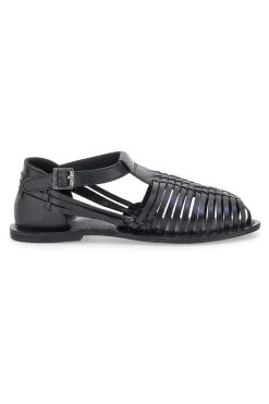 Sandali Fisherman Neri Con Suola Flat 5022-PITTARELLO LOOK Online