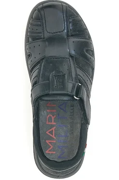 Sandali Fisherman Neri in Pelle 1680-MARINA MILITARE Best