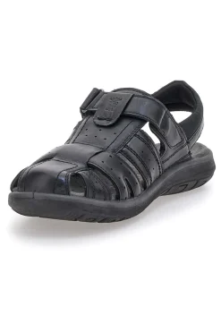 Sandali Fisherman Neri in Pelle 1680-MARINA MILITARE Best