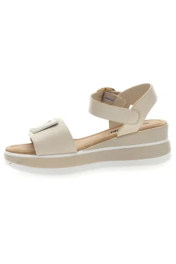 Sandali flat beige con maxi fibbia decorativa E475-ENERGY Sale