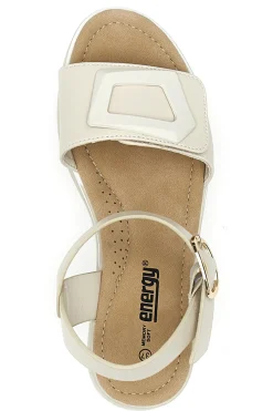 Sandali flat beige con maxi fibbia decorativa E475-ENERGY Sale