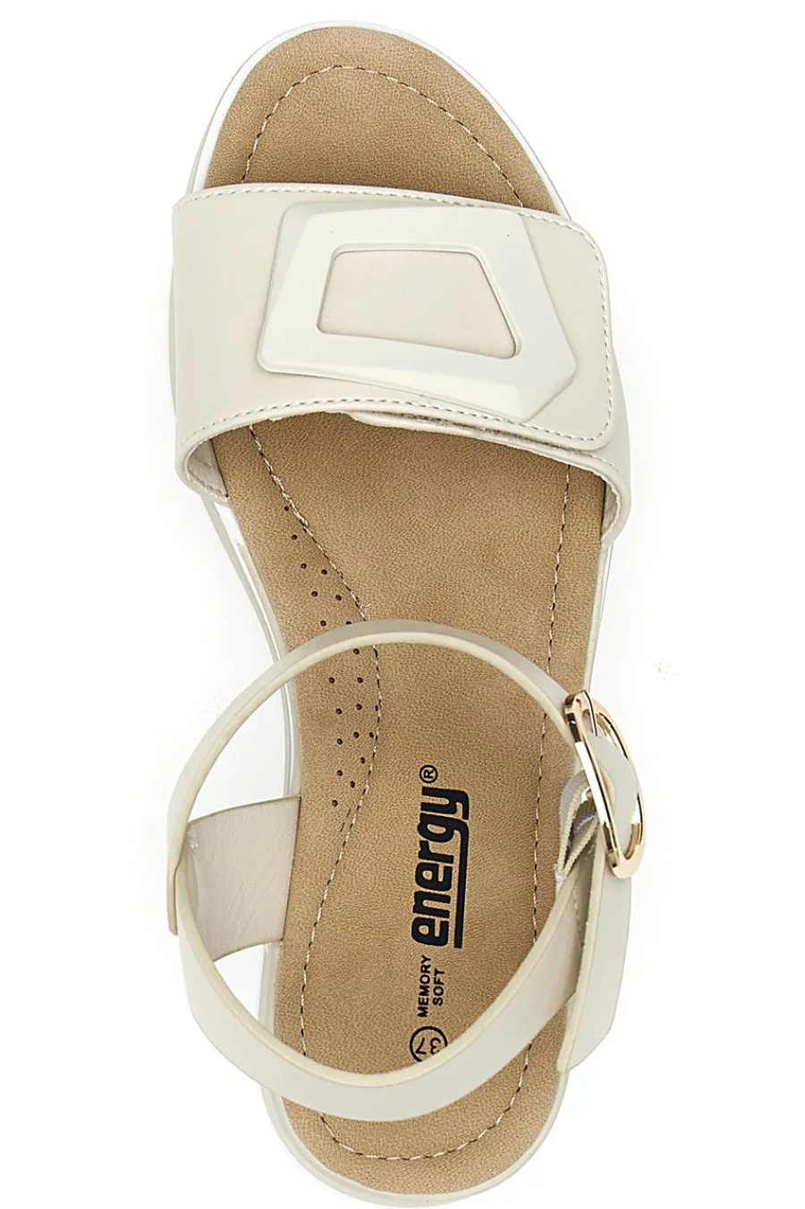 Sandali flat beige con maxi fibbia decorativa E475-ENERGY Sale