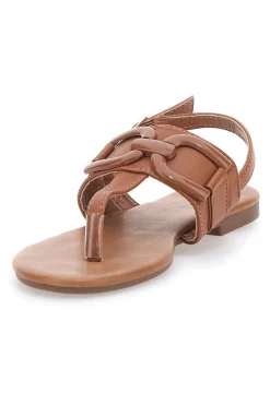 Sandali flat marroni con fascetta sottile PREA446-MON DIEU New