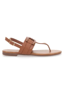 Sandali flat marroni con fascetta sottile PREA446-MON DIEU New