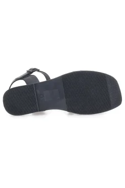 Sandali flat neri con fasce incrociate e cinturino alla caviglia A99311101-PITTARELLO SUN Discount