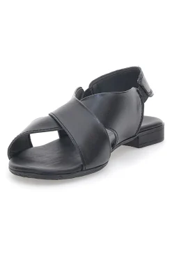 Sandali Flat Neri In Vera Pelle 225435-PITTARELLO LOOK Discount