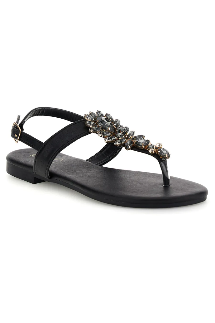 Sandali infradito nero con gioiello PREA3574-MON DIEU