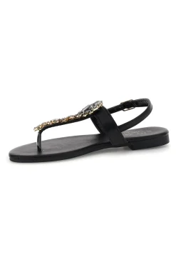 Sandali infradito nero con gioiello PREA3574-MON DIEU