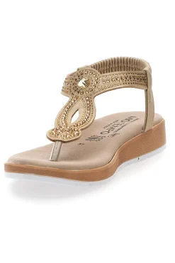 Sandali infradito oro con decorazioni gioiello LR253421-MIO TEMPO Discount