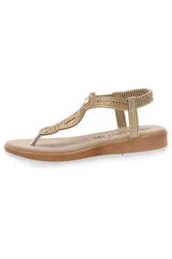 Sandali infradito oro con decorazioni gioiello LR253421-MIO TEMPO Discount