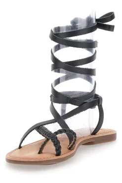 Sandali Lace-Up Neri Con Suola Flat Cafe' Cost 95121-CAFÈ COST Clearance