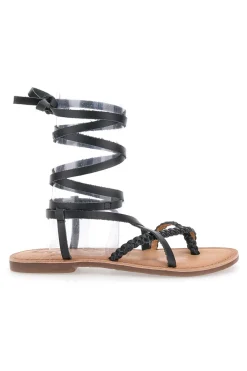 Sandali Lace-Up Neri Con Suola Flat Cafe' Cost 95121-CAFÈ COST Clearance
