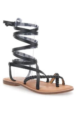Sandali Lace-Up Neri Con Suola Flat Cafe' Cost 95121-CAFÈ COST Clearance