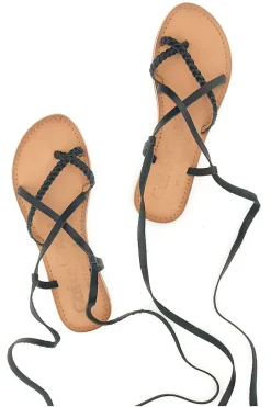 Sandali Lace-Up Neri Con Suola Flat Cafe' Cost 95121-CAFÈ COST Clearance