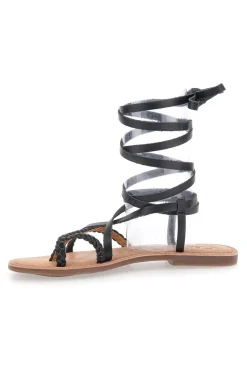 Sandali Lace-Up Neri Con Suola Flat Cafe' Cost 95121-CAFÈ COST Clearance