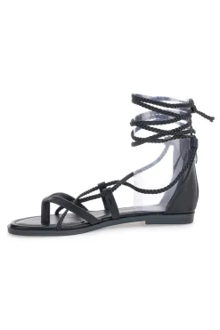 Sandali Lace-Up Neri Con Suola Flat Cafe' Cost 2502-CAFÈ COST