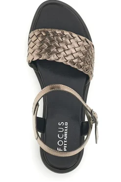 Sandali marrone con fascia intrecciata pelle 222230-PITTARELLO FOCUS
