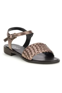 Sandali marrone con fascia intrecciata pelle 222230-PITTARELLO FOCUS