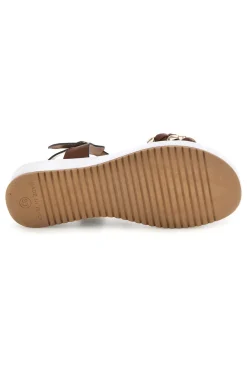 Sandali marroni con fasce intrecciate bicolore e cinturino P340-PRIMA RIGA Outlet