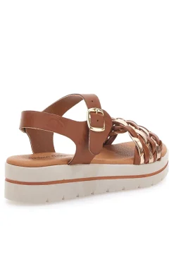 Sandali Marroni con Platform e Tomaia Intrecciata 4-PRIMA RIGA Outlet