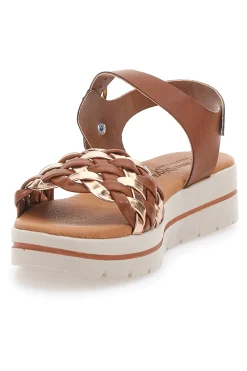 Sandali Marroni con Platform e Tomaia Intrecciata 4-PRIMA RIGA Outlet