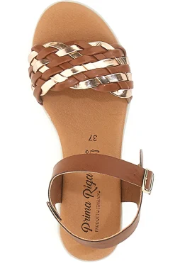 Sandali Marroni con Platform e Tomaia Intrecciata 4-PRIMA RIGA Outlet