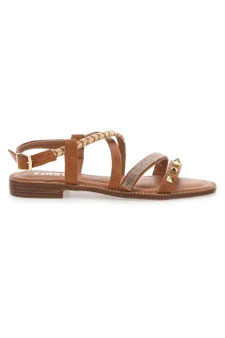 Sandali Marroni Con Suola Flat e Borchie 313811-THE FIRST Best