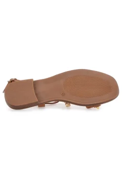 Sandali Marroni Con Suola Flat e Borchie 313811-THE FIRST Best
