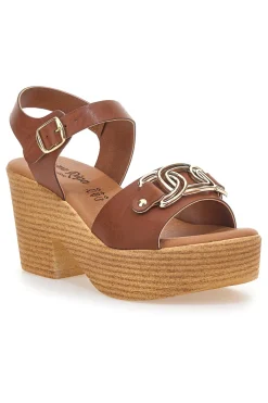 Sandali Marroni con Tacco A Blocco Alto 9-PRIMA RIGA Discount