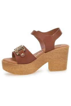 Sandali Marroni con Tacco A Blocco Alto 9-PRIMA RIGA Discount
