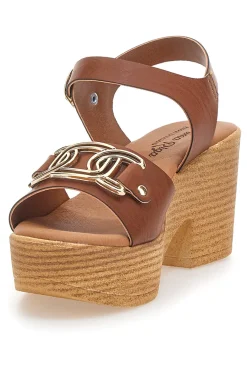 Sandali Marroni con Tacco A Blocco Alto 9-PRIMA RIGA Discount