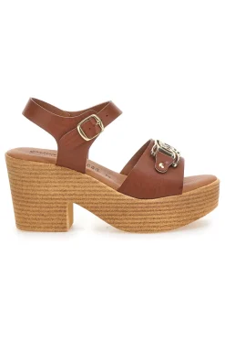 Sandali Marroni con Tacco A Blocco Alto 9-PRIMA RIGA Discount