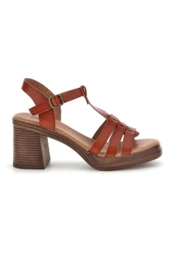 Sandali marroni con tacco e fasce sottili AD89772-PRIMA RIGA Outlet