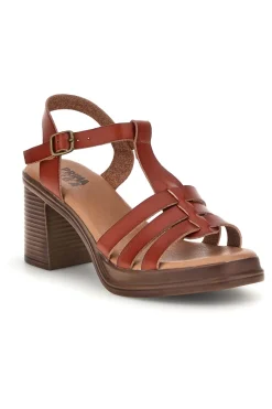Sandali marroni con tacco e fasce sottili AD89772-PRIMA RIGA Outlet