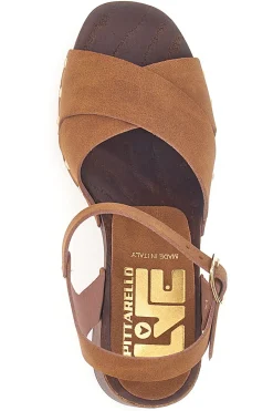 Sandali marroni con tacco largo e borchiette 9086-PITTARELLO LOVE Clearance