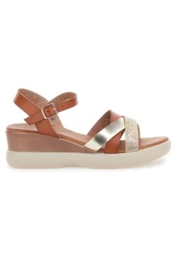 Sandali marroni con zeppa bassa e fasce incrociate FW10172-PITTARELLO SUN New