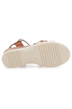 Sandali marroni con zeppa bassa e fasce incrociate FW10172-PITTARELLO SUN New