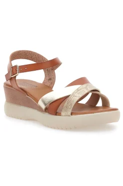 Sandali marroni con zeppa bassa e fasce incrociate FW10172-PITTARELLO SUN New