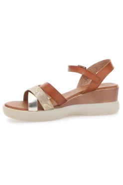 Sandali marroni con zeppa bassa e fasce incrociate FW10172-PITTARELLO SUN New