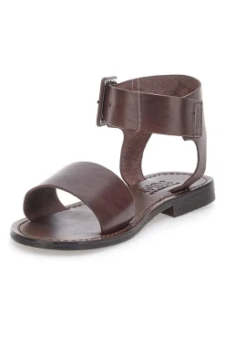 Sandali marroni in vera pelle Made in Italy con fascia larga 1734-PITTARELLO SUN Discount