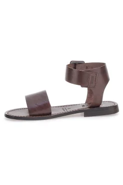 Sandali marroni in vera pelle Made in Italy con fascia larga 1734-PITTARELLO SUN Discount