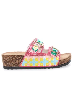 Sandali multicolor con fantasia geometrica e doppia fibbia APY65-DAME ROSE Clearance