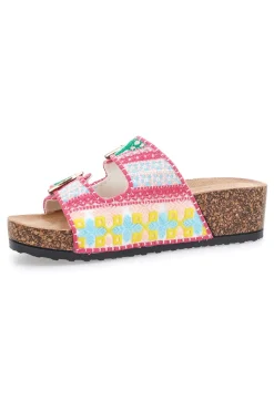 Sandali multicolor con fantasia geometrica e doppia fibbia APY65-DAME ROSE Clearance