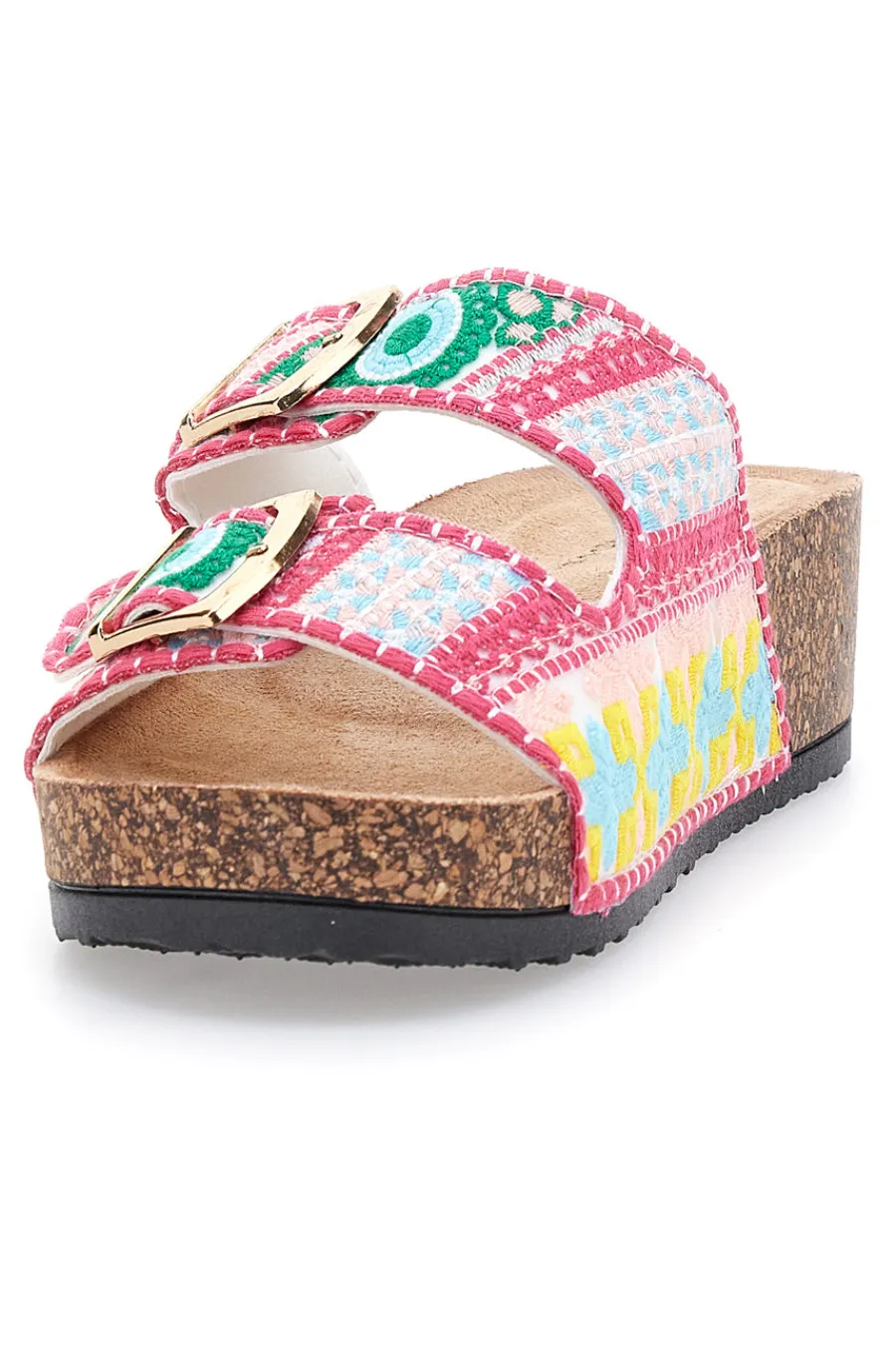 Sandali multicolor con fantasia geometrica e doppia fibbia APY65-DAME ROSE Clearance